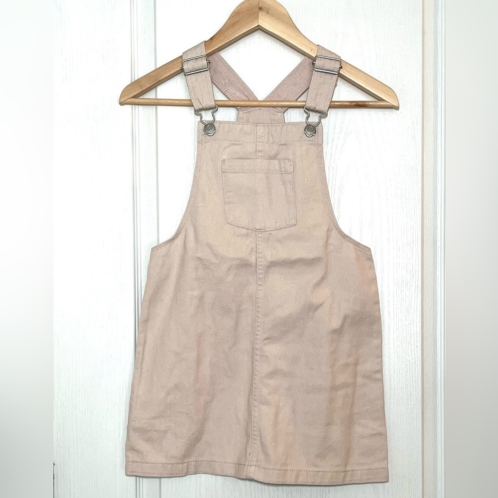 H&M Light Pink Denim Pinafore Overall Dress Size 7-8 Girls Y2K Fashion